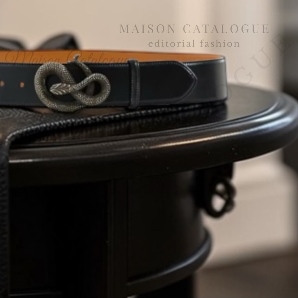 Ralph Lauren Collection Fall 2001 Sculptural Snake Buckle Black Calf Belt